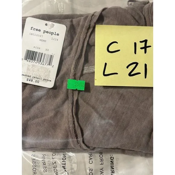 Free People We The Free Hemp Womens Brown Dylan Tee Bunny Scoop Neck Size XS - Picture 8 of 8